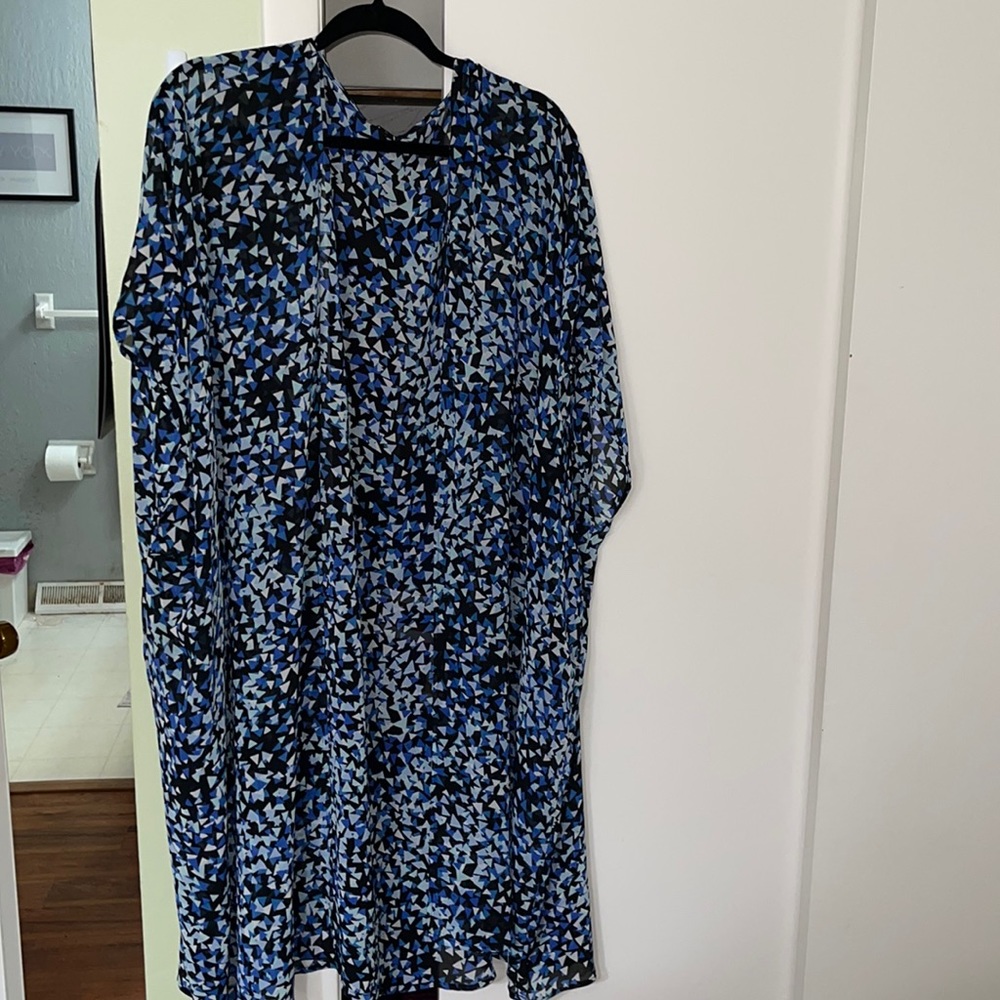 Lane Bryant Blue Chiffon, Geometric Kimono/ Swimsuit Cover-up